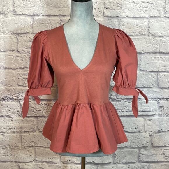 Zara cotton knit peplum blouse - Picture 1 of 7